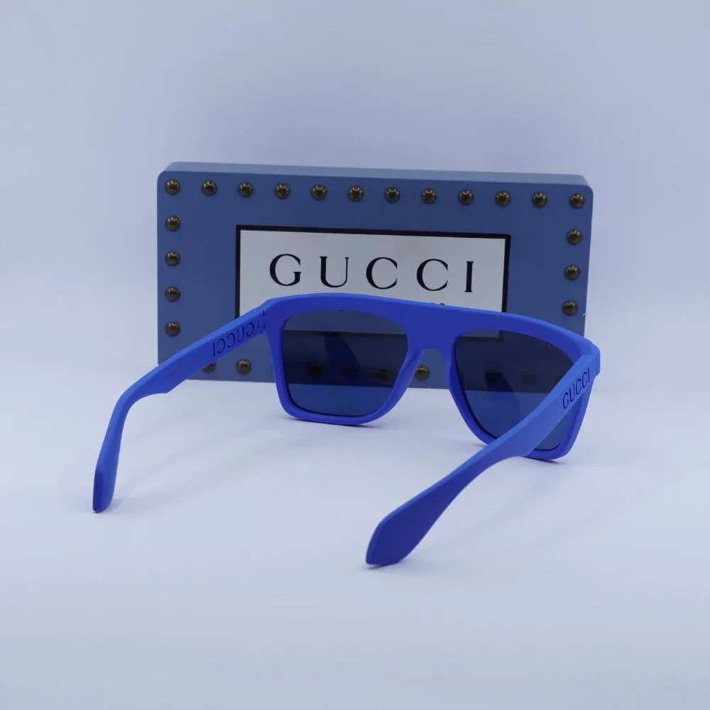 Gucci GG1570S 004 Square Sunglasses - Blue/Bronze & Blue with GG Pattern